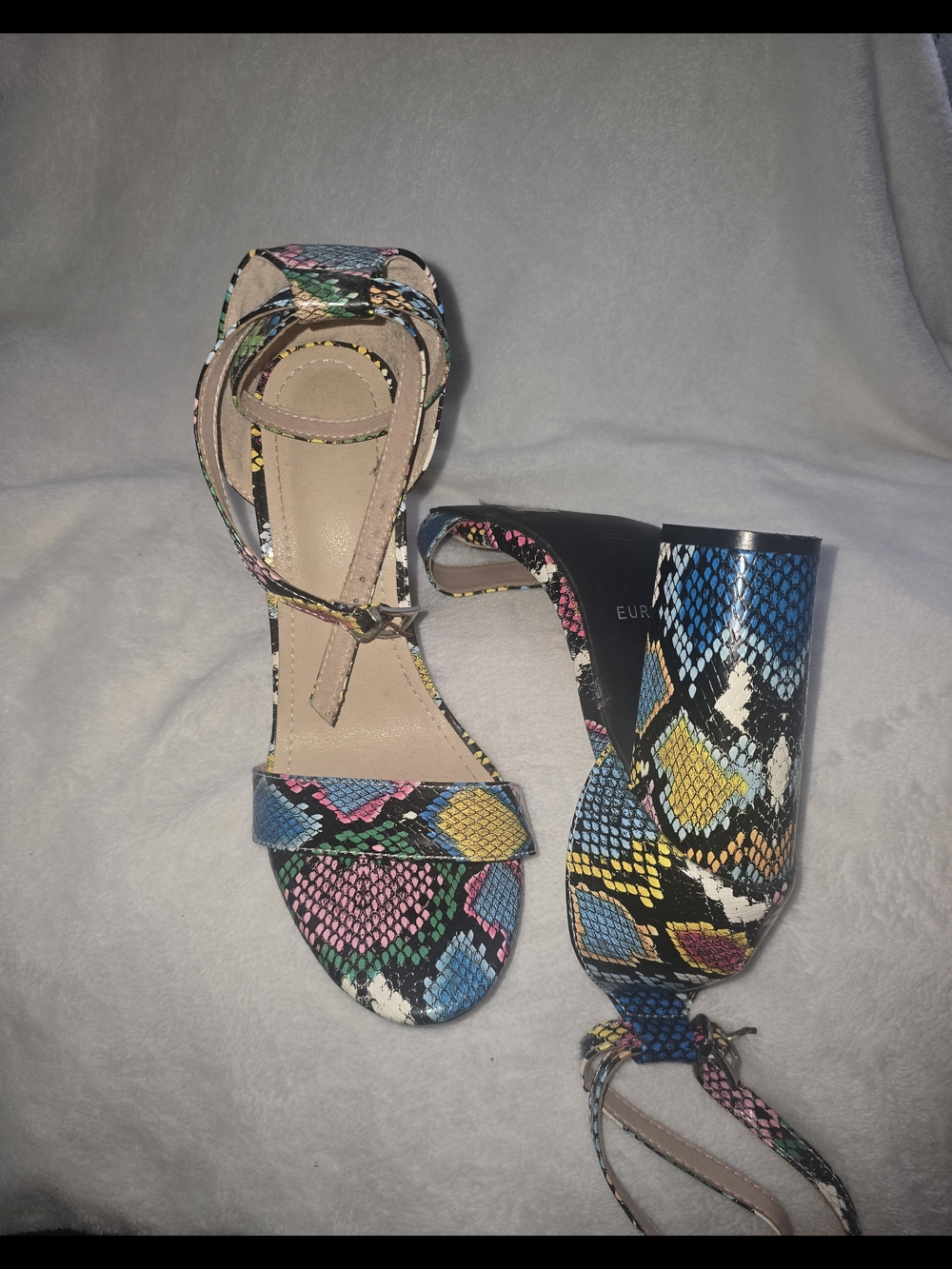 Multicolor Snake-Print Ankle Strap Sandals - Women